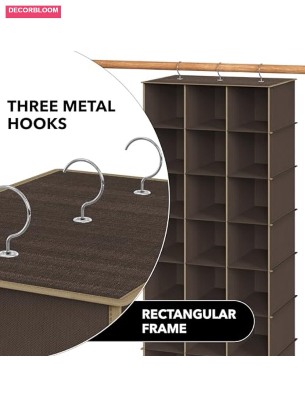 24 Section Hanging Shoe Organizer with Metal Hooks, 8 Tier, 24 lbs Capacity - Picture 5 of 6